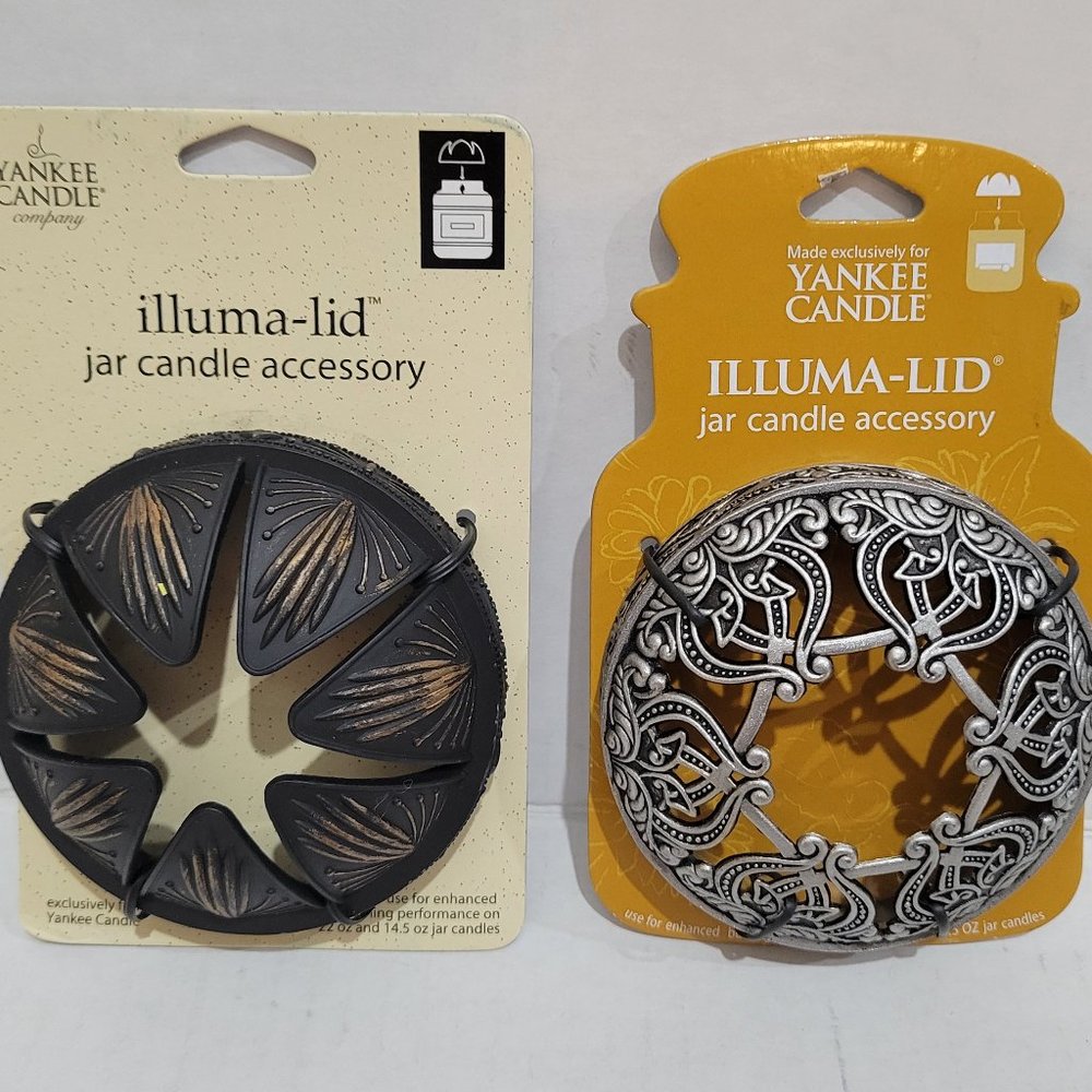 Yankee Candle Illuma-Lid Jar Candle Topper Accessory Lot Silver Scroll Black Gol